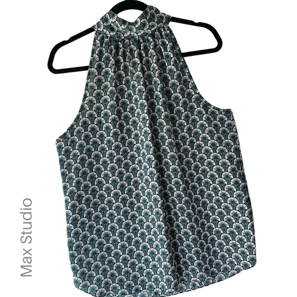 MAX STUDIO NWOT HIGH NECK HALTER STYLE BOW TIE BACK BLOUSE | SIZE: LARGE - Picture 1 of 8